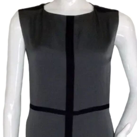 RAG & BONE Dress, 2, Gray Satin, Black Bands, Sleeveless, Back Zip, Crew neck - Picture 2 of 14